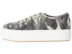 Steve Madden Elore Green Camo Vulcanized Milsole Lace-up Round Toe Sneakers