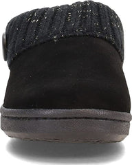 Clarks Angelina Black Knitted Collar Winter Clog Rounded Closed Toe Slippers