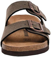 Cushionaire ladies slip on sandals adjustable buckles