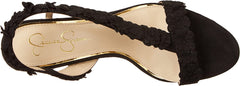 Jessica Simpson Jessin Black Suede Open Toe Flower Strap High Heel Dress Sandal