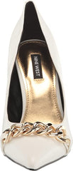 Nine West Balan White Slip On Pointed Toe Stiletto Heel Fashion Leather Pumps