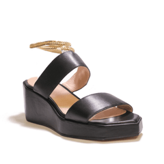 Cecelia New York BALEVES Leather Wedge Platform Sandal BLACK