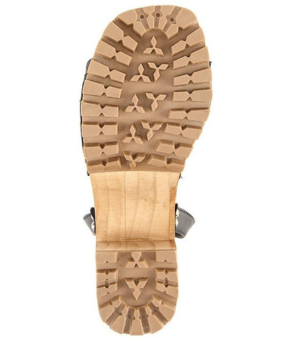 Steve Madden Ocala Black Leather Ankle Strap Squared Open Toe Platform Sandals