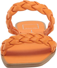 Dolce Vita Indy Apricot Stella Slip On Open Square Toe Woven Straps Flat Sandals