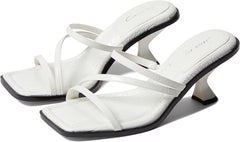 Circus by Sam Edelman Felicity White Croc Print Open Toe Flared Heeled Sandals