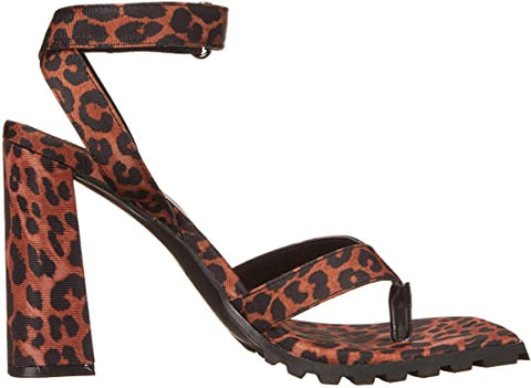 Jessica Simpson Kielne Leopard Trendy Ankle-Strap Thong Block High Heel Sandals