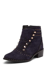 Ivy Kirzhner Soldier Ink Blue Italian Suede Embellished Designer Ankle Booties