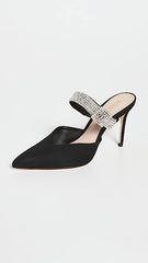 Schutz Tishara Black Rhinestones Ankle Strap Pointed Toe Stiletto Heel Sandals