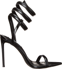 Steve Madden Bali Black Stiletto Heel Ankle Strap Pointed Open Toe Heeled Sandal