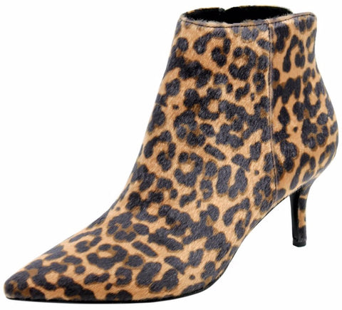 Charles David Accurate Natural Leopard Pointed Toe Kitten Heel Ankle Boot Bootie