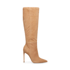 Steve Madden Izetta Taupe Suede Pull On Pointed Toe Knee High Dress Boot