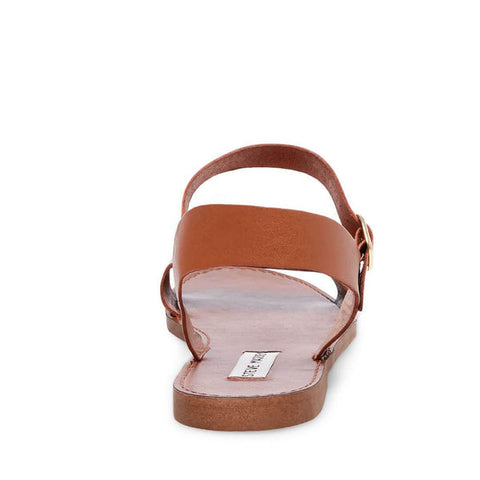 Steve Madden Donddi Open Toe Ankle Strap Banded Flat Sandals Tan Leather