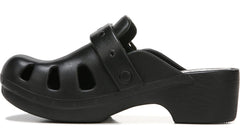Dr. Scholl's Original 365 Black Slip On Rounded Toe Buckle Strap Accent Clogs