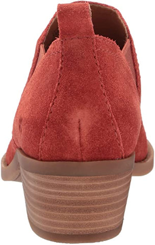 Lucky Brand Fallo Burnt Henna Red Suede Western Block Heel Pointed Casual Bootie