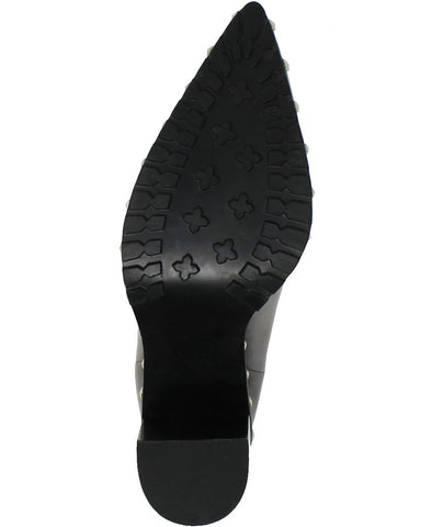 Charles David Duke Black Leather Embellished Pointed Toe Block Heel Chelsea Boot