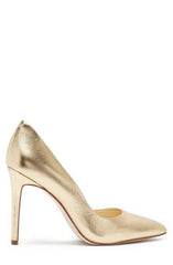 Jessica Simpson Paryn Gold Slip On Pointed Toe Stiletto Heel d'Orsay Dress Pumps