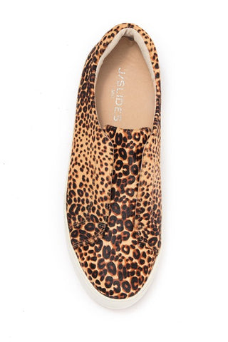 JSlides HEIDI Natural Black Leopard Slip-On Round toe Platform Sneaker