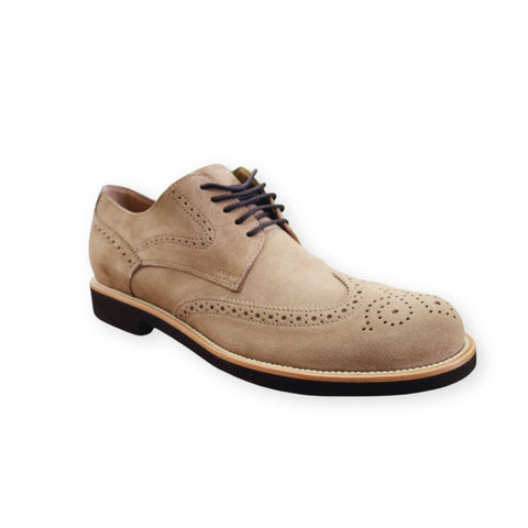 Tod's Men's Allacciato Shoes Taupe Suede TABACCO CHIARO Wingtip Oxford Shoes