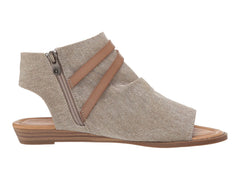 Blowfish Malibu Blumoon Light Taupe Smokey Twill/Dyecut Open Toe Zipper Sandal