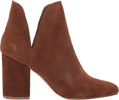 Steve Madden Rookie Chestnut Suede Almond Toe Pull On Block Heel Fashion Boots