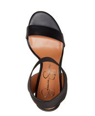 Jessica Simpson Siesto Black Ankle Open Toe Block Heel Elastic Fitted Sandal (5.5, Black)