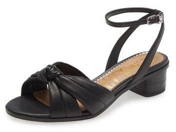Sam Edelman Ingrid Black Leather Open Toe Ankle Strap Block Heeled Sandals