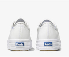 Keds Triple Kick Leather Platform Lace Up Sneakers WHITE