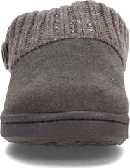 Clarks Grey Knitted Collar Winter Clog Rounded Closed Toe Slippers