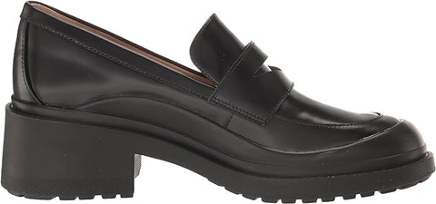 Cole Haan Grand Ambition Westerly Black Leather Slip On Block Heeled Loafers