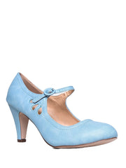 Chase & Chloe Kimmy-21 Round Toe Mary Jane Dress Pumps Serenity Blue Pu