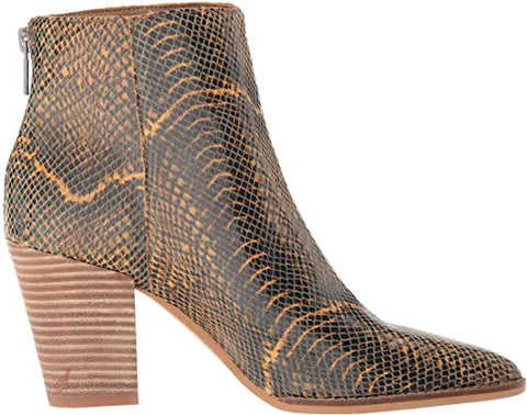 Lucky Brand Adalan Natural Snake Block Mid Heel Fashion Pointed Toe Ankle Boots