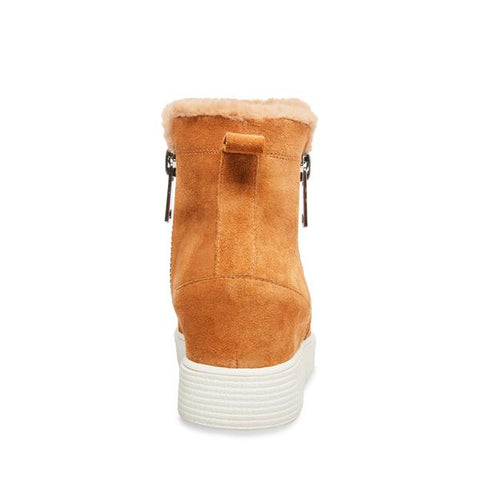 STEVEN by Steve Madden Bamby Camel Fur Lined Fashion Wedge Sneaker Ankle Bootie