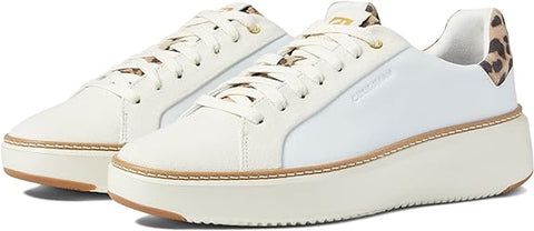 Cole Haan Grandpro Topspin White/Ivory/Leopard Chunky Lace Up Low Top Sneakers