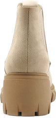 Soda Pioneer Lt-Wheat Lug Sole Elastic Gore Chelsea Fashion Wide Ankle Boots