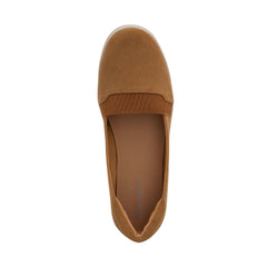 Easy Spirit Bounce Medium Brown Suede Round Toe Slip On Ultra Light Ballet Flats