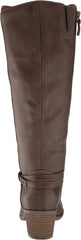 Dr. Scholl's Liberate Chestnut Brown Almond Toe Stacked Heel Knee High Boots
