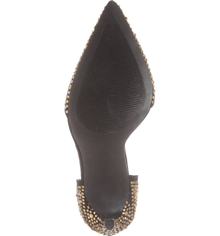Lauren Lorraine Sari Black Crystal Embellished d'Orsay Pump Formal Pointed Toe