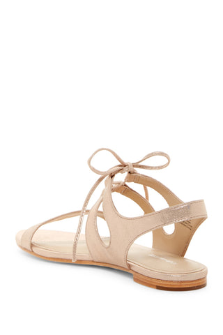 Pour La Victoire Lacey Strappy Open Toe Lace-Up Block Heel Leather Copper Sandal