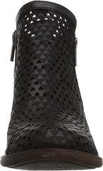 Lucky Brand Basel3 Black Lugo Double Zipper Block Heel Perforated Ankle Booties