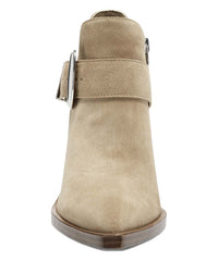 Vince Camuto Gidgey Taupe Suede Snip Toe Fashion Cuban Mid Heel Ankle Booties
