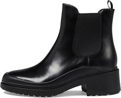 Cole Haan Grand Ambition Westerly Black Box Calf Leather Pull On Round Toe Boots