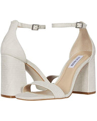 Steve Madden Women Dillion Ankle strap Heeled Sandal Bone White Lizard Pump