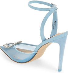 Steve Madden Amory Blue Embellished Pointed Toe Ankle Strap Cushioned Pumps