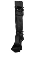 Jeffrey Campbell Secretz Black Pointed Toe Spool Heel Pocket Pouch Dress Boots