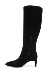 Sam Edelman Uma Black Pointed Toe Side Zipper Rubber Sole Knee High Heel Boots