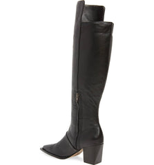 Lust For Life Tania Knee High Boot Black Leather Block Heel Designer Dress Boots