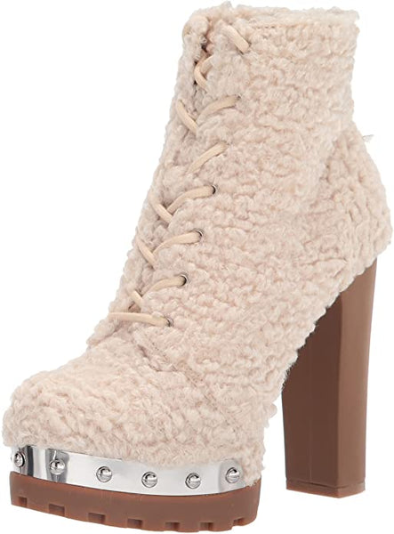 Jessica Simpson Irella High Block Heel Lug Sole Lace-up Platform Boots Natural