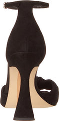 Sam Edelman Lucia Black Spool Heel Ankle Strap Squared Open Toe Heeled Sandals