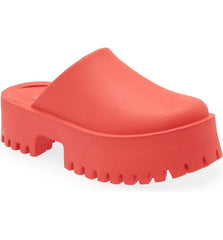 Jeffrey Campbell Clogge Red Fashion Slip On Chunky Platform Mule Clog Sandals