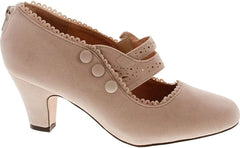 Chase & Chloe Mina-4  Closed Toe Mary Jane High Heel Nude Suede